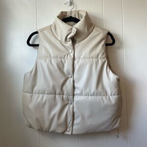Faux Leather Puffer Vest